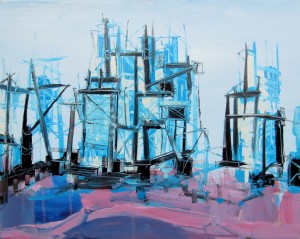 Jacked Up Oil Rig, oil on canvas, 20x16", 2013, SOLD