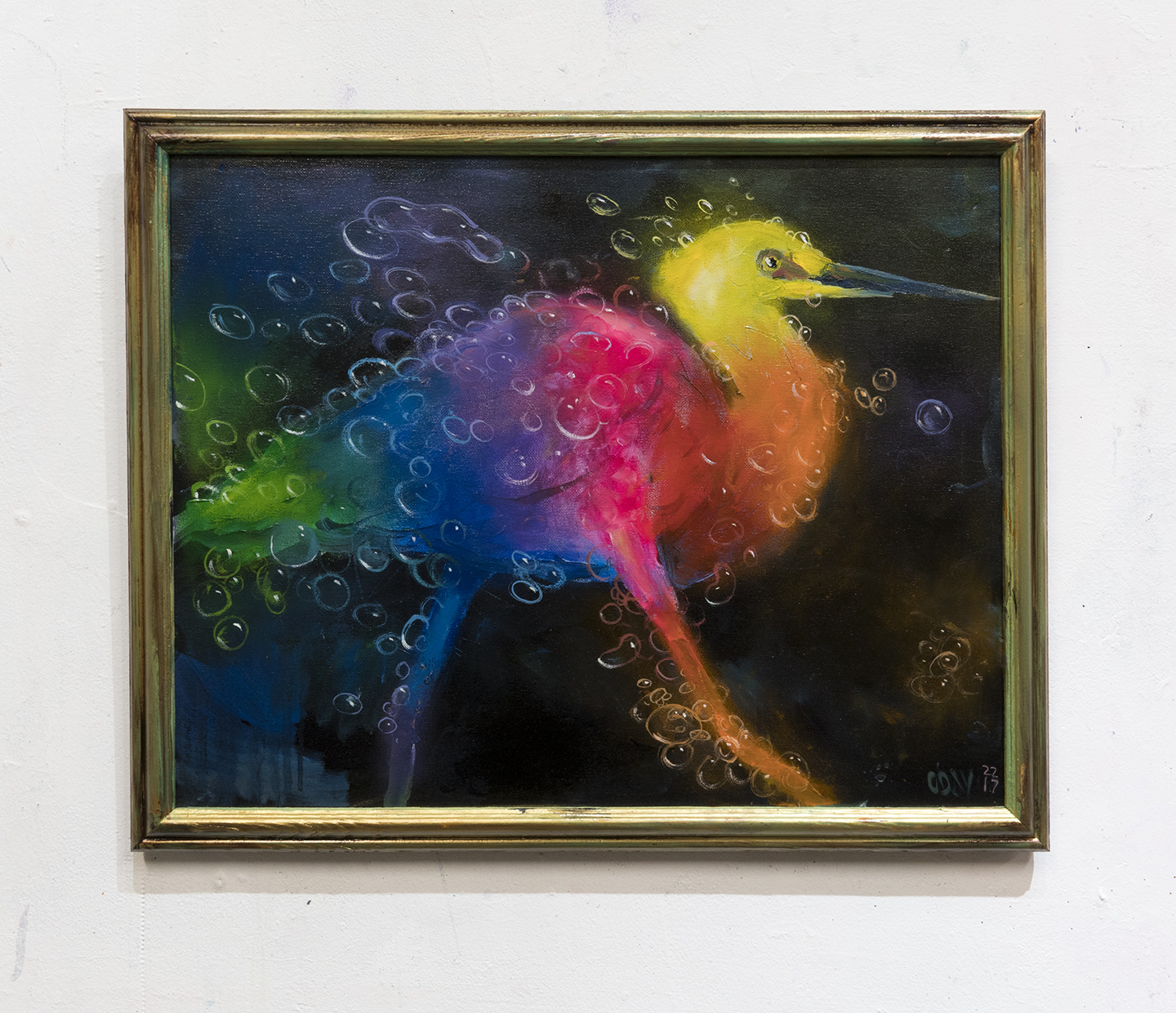 Bubble Egret, oil on 16x20" canvas, 2022