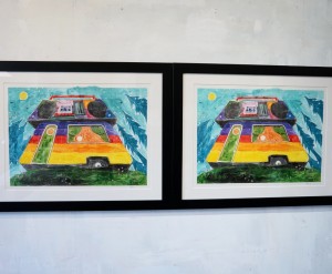 RV Boombox, Litho Ink on 24x35”Archival Paper, custom frame, edition of 2, 2022
